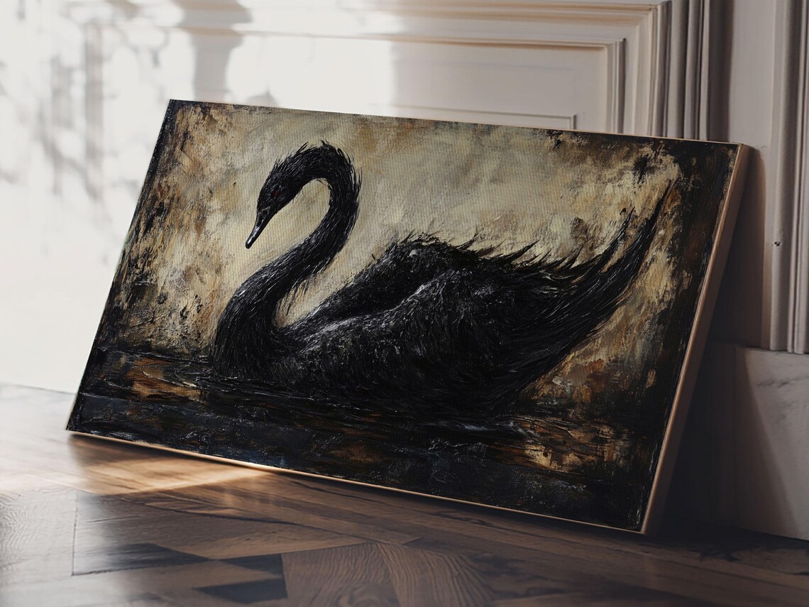 Black Swan, Goth Decor Dark Academia Wall Art Print