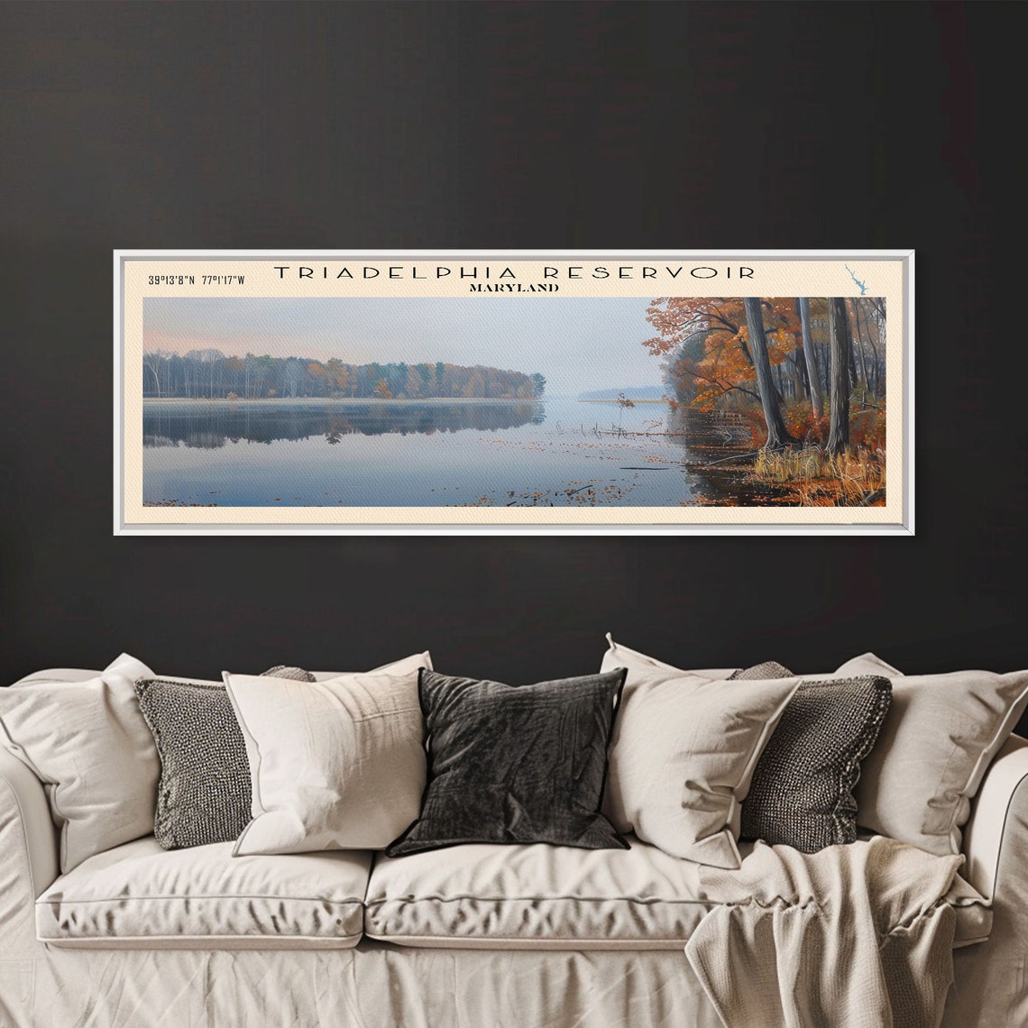 Triadelphia Reservoir Maryland Panoramic Autumn Lake Reflection Poster - Image 3
