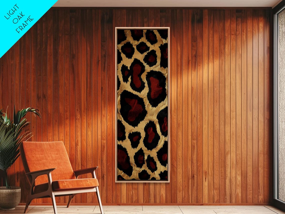 Classic Leopard Print Cream Black Red Spots Animal Pattern Poster - Image 2
