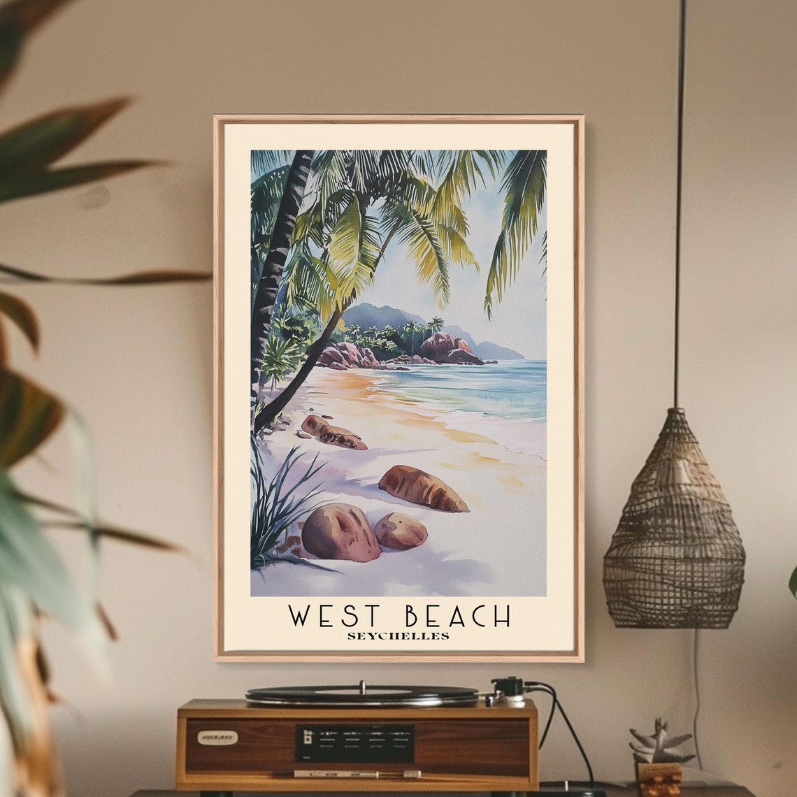 West Beach Seychelles Granite Boulders Palm White Sand Poster - Image 3