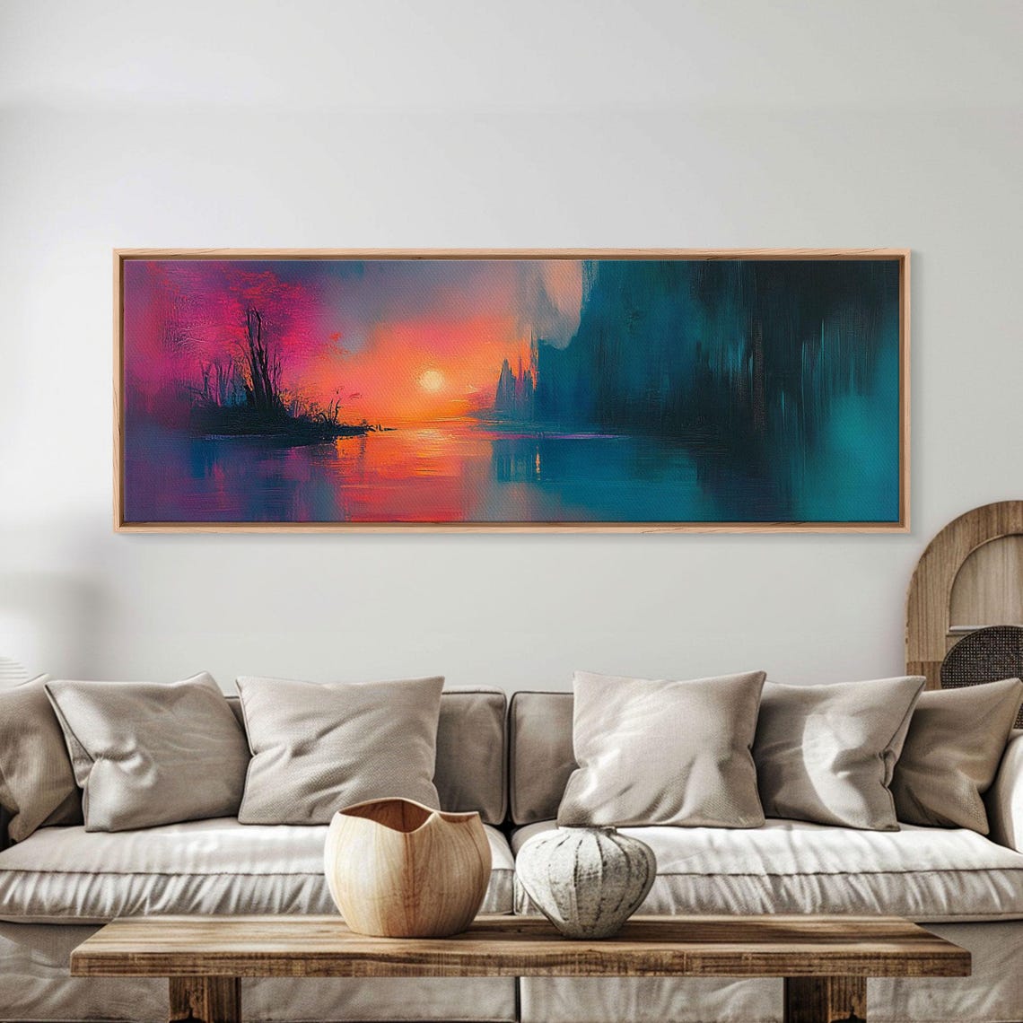 Sunset In The Swamp Moody Decor Framed Print Subdued Wall Art Home Decor - Image 4