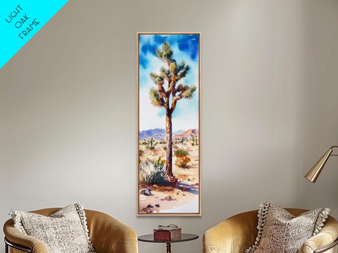 Joshua Tree Watercolor Desert Mountains Blue Sky California Poster - Image 5