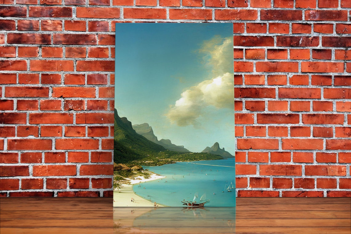 Tropical Beach Art Hawaii Beach Wall Art Framed Print Ready To Hang Painting Print Framed Decor - Image 2
