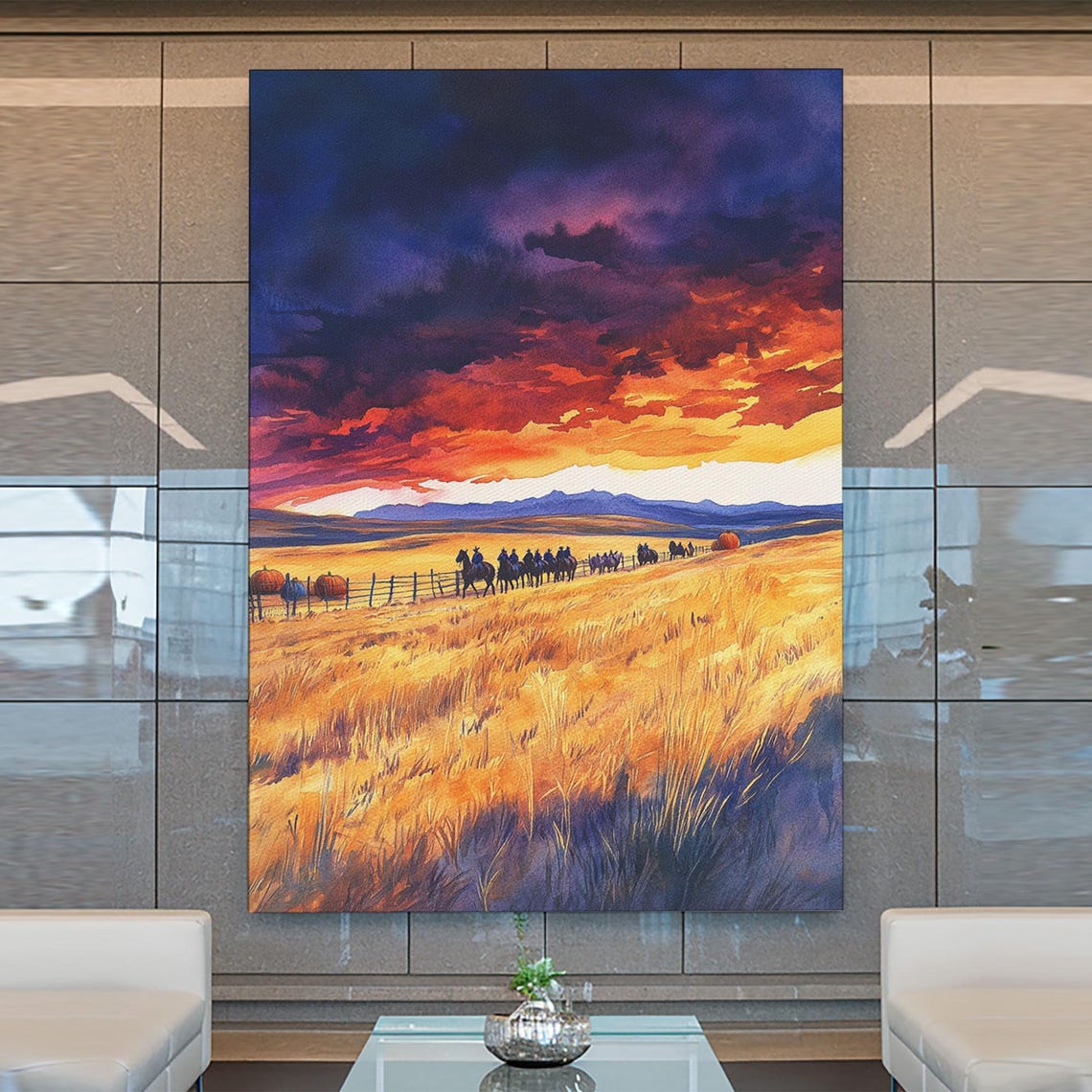 Cattle Drive At Sunset Cowboys Herding Across Golden Fields Poster - Image 4