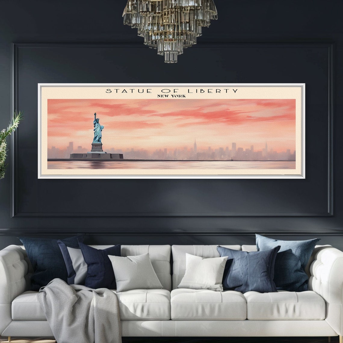 Statue of Liberty New York Sunset Skyline Harbor Panoramic Poster - Image 5