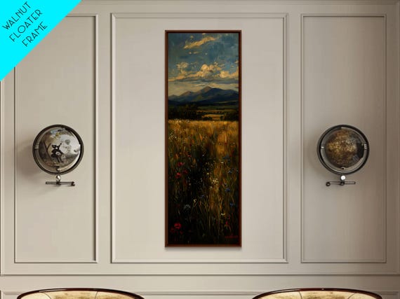 Wheat Fields At Sunset Framed Print Beautiful Wall Art Skinny Art Tall Art Statement Piece Living Room Decor