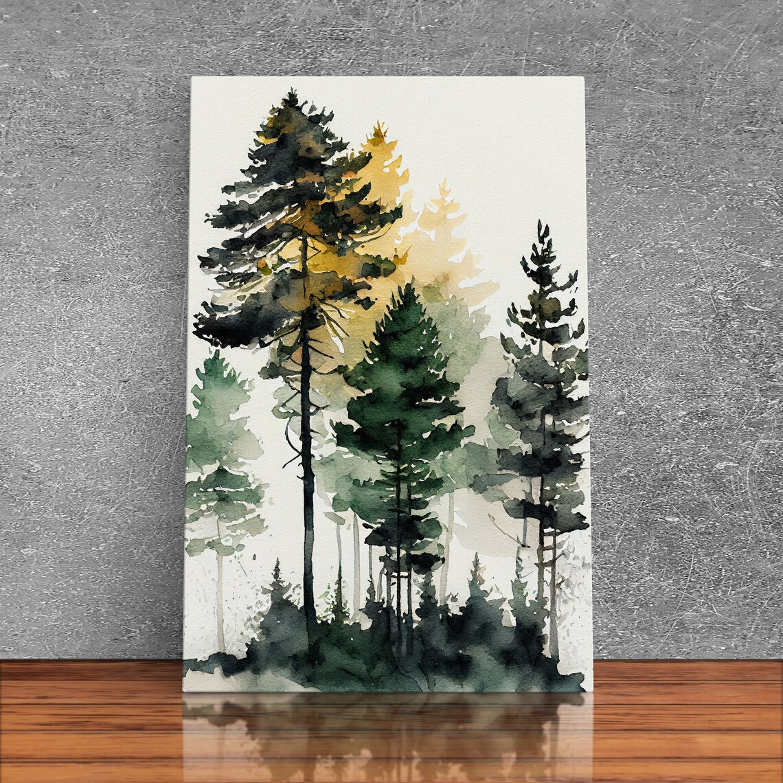 Watercolor Pine Tree Forest Framed Print Cool Wall Art - Image 3