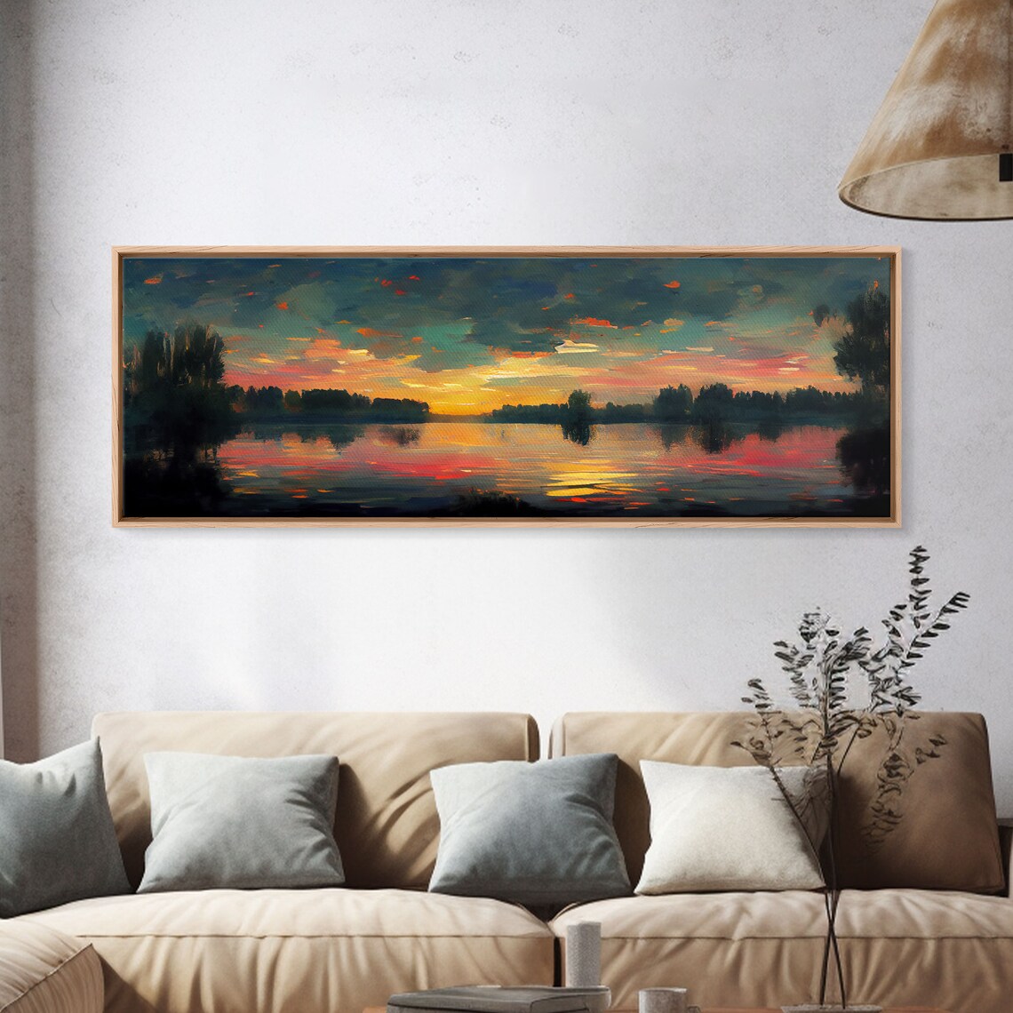 Cool Sunset Over The Lake Art Print, Lakehouse Decor - Image 4