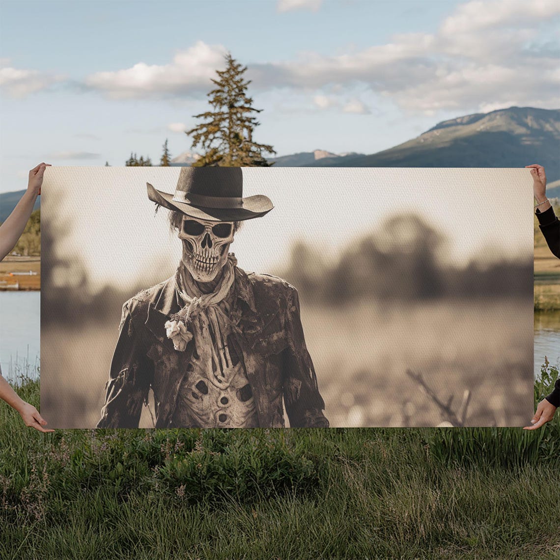 Zombie Cowboy Undead Gunslinger Sepia Western Horror Tintype Poster