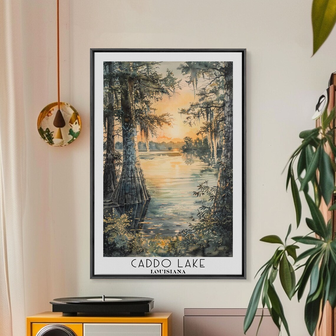 Caddo Lake Louisiana Watercolor Landscape Travel Poster - Image 3