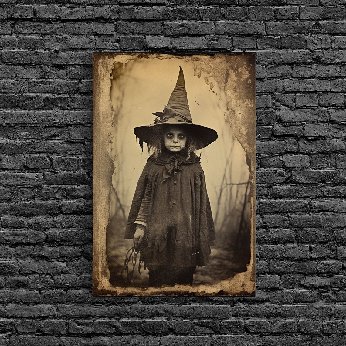 Witch Girl Spooky Vintage Sepia Photograph Dark Fantasy Halloween Poster - Image 6
