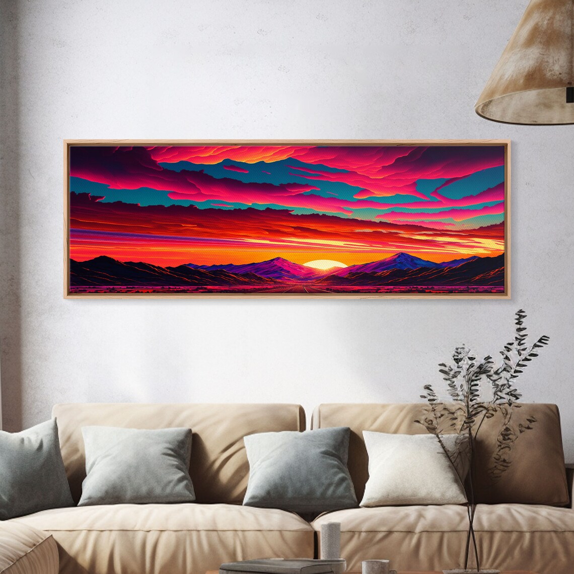 Desert Mountain Landscape, Synthwave Sunset Poster - Image 4