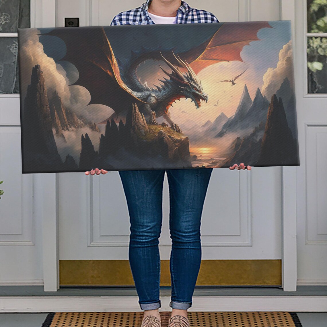 White Dragon On A Mountain Top, Fantasy Art - Image 4