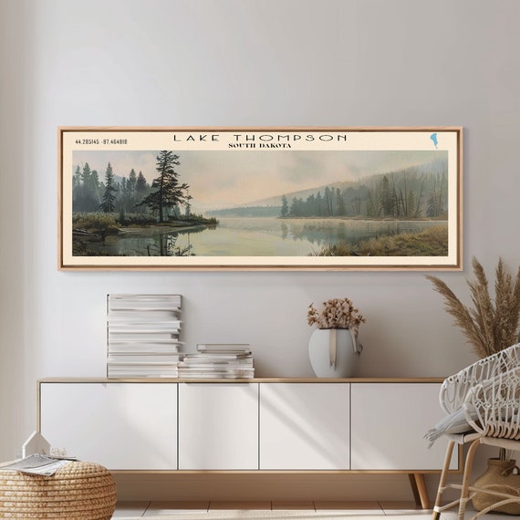 Lake Thompson South Dakota Framed Print Lake House Decor Panoramic Wall Art Travel Poster Landscape Painting Living Room Decor