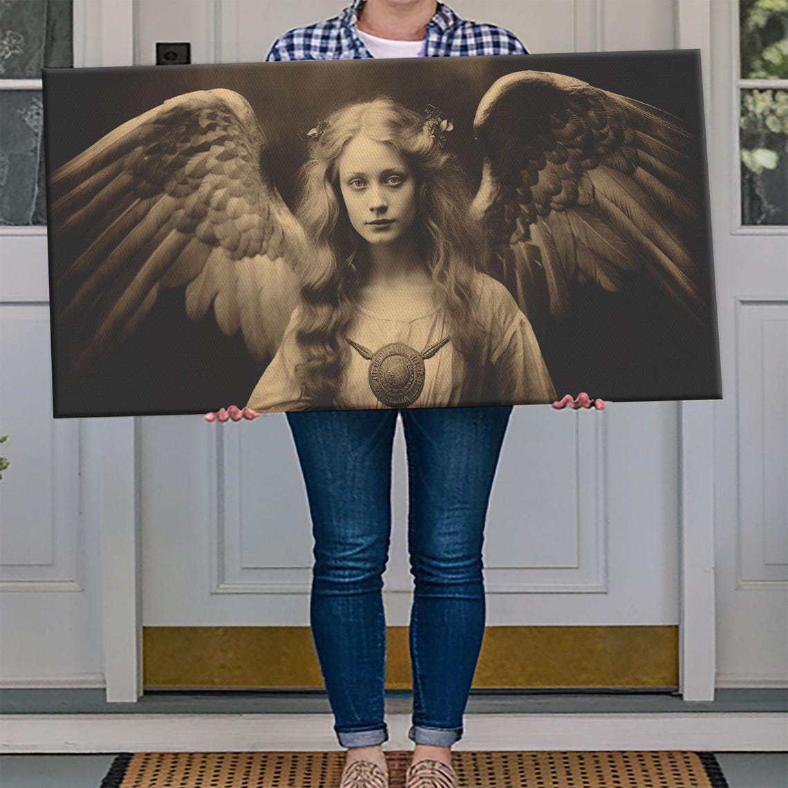 Tintype Photo Of An Angel Angel Art Angel Painting Framed Print Guardian Angel Angel Art Print Angel Wings Religious Art - Image 4