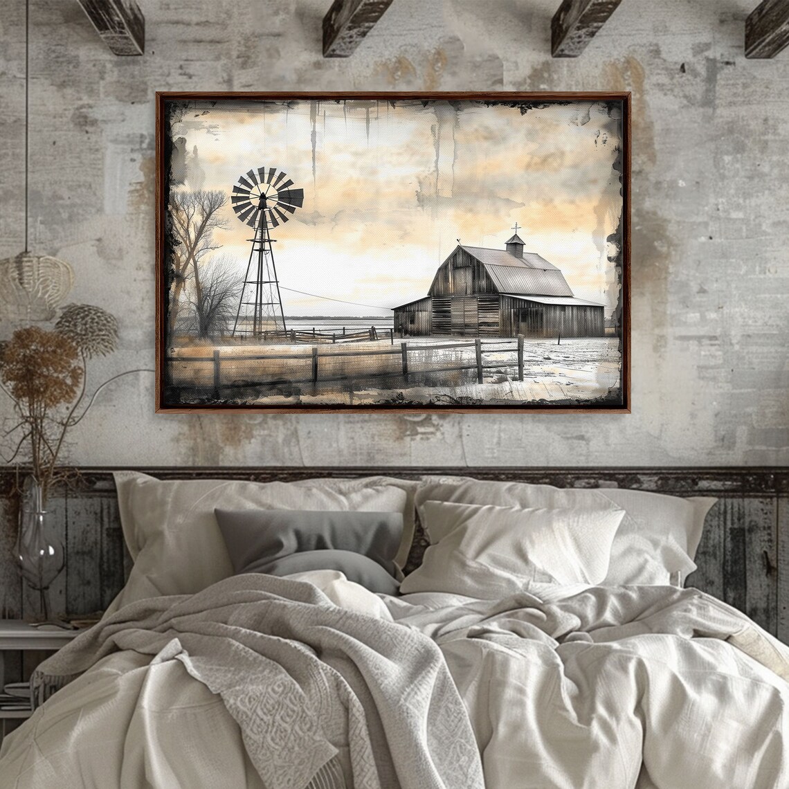 Old Barn, Farmhouse Black and White Vintage Art Print - Image 3