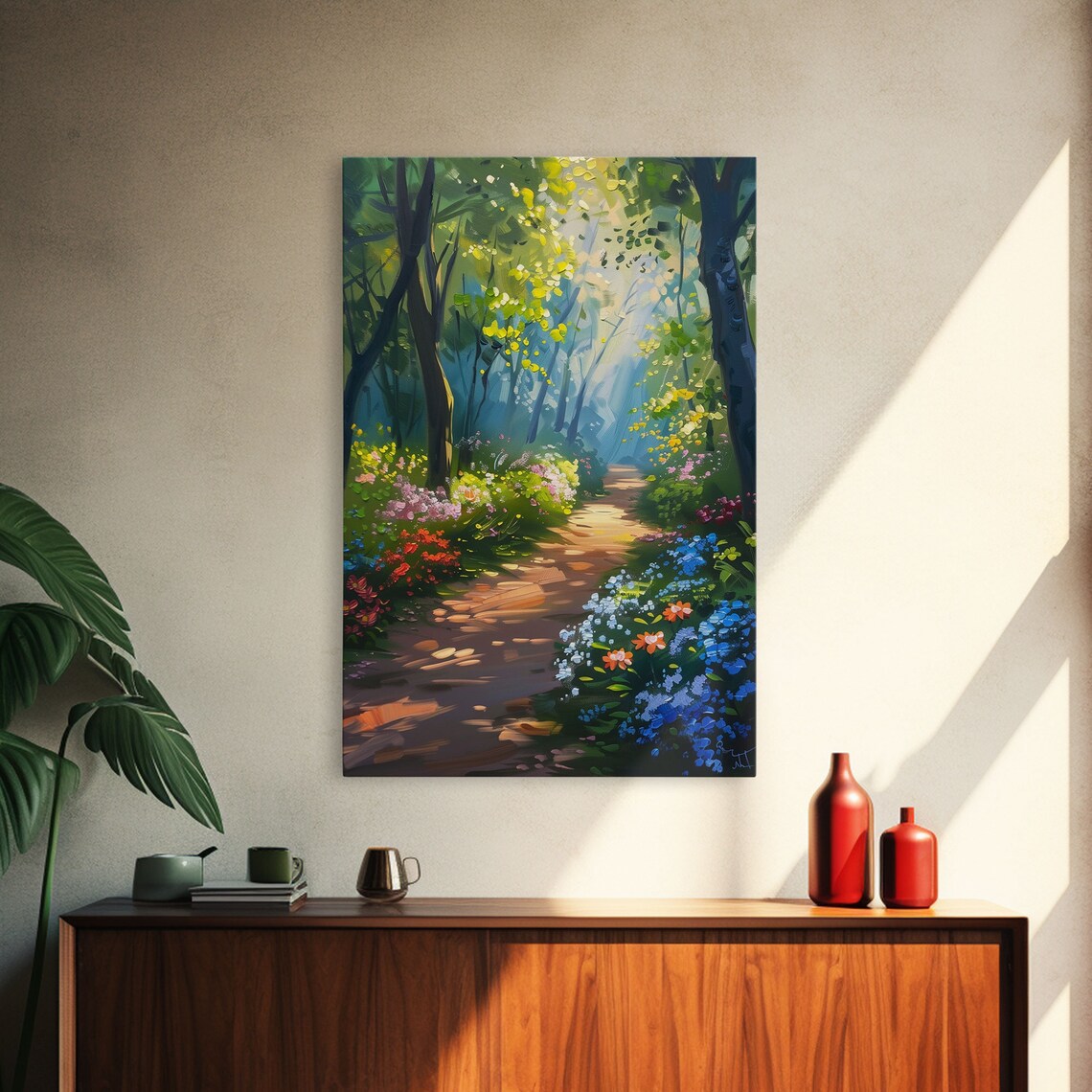 Springtime Path Through An Enchanted Forest Art Print Framed Print Enchanting Scenary Oil Painting Print Cottagecore Aesthetic - Image 4