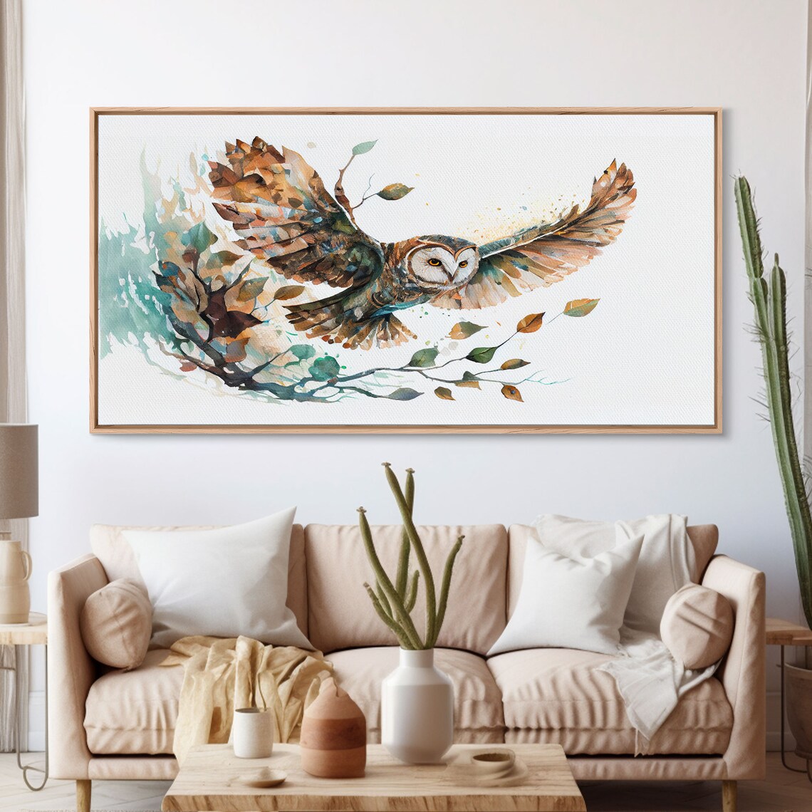 Flying Owl With Trees, Double Exposure Nature Art Print - Image 3