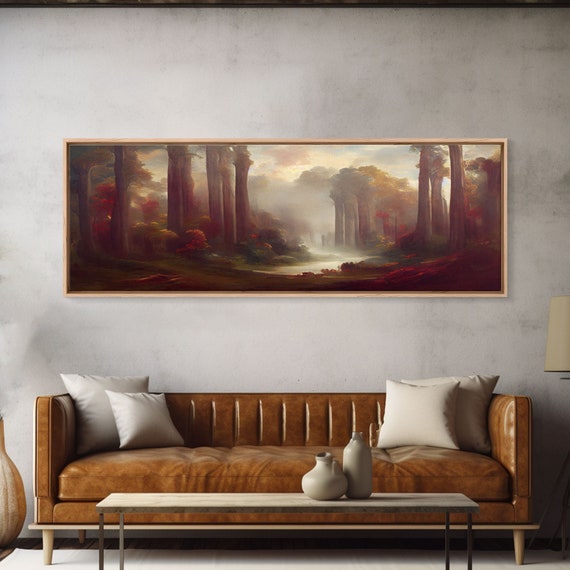 Hazy Forest Fantasy Art Poster, Panoramic Landscape
