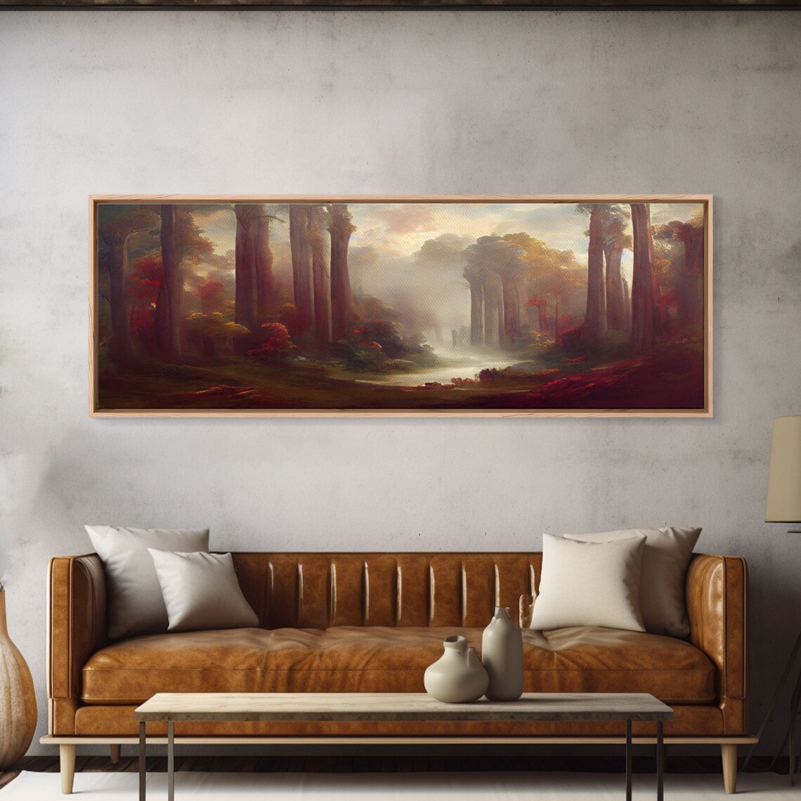 Hazy Forest Fantasy Art Poster, Panoramic Landscape