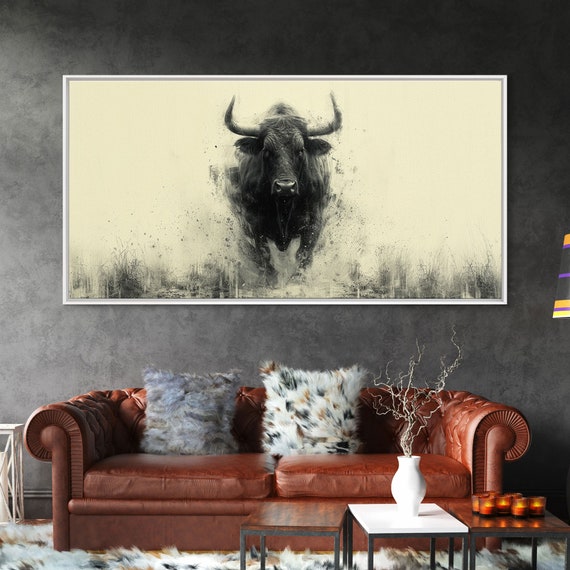 The Raging Bull Framed Print Western Decor Running Of The Bull Bull Art Masculine Wall Art Office Decor Western Wall Art
