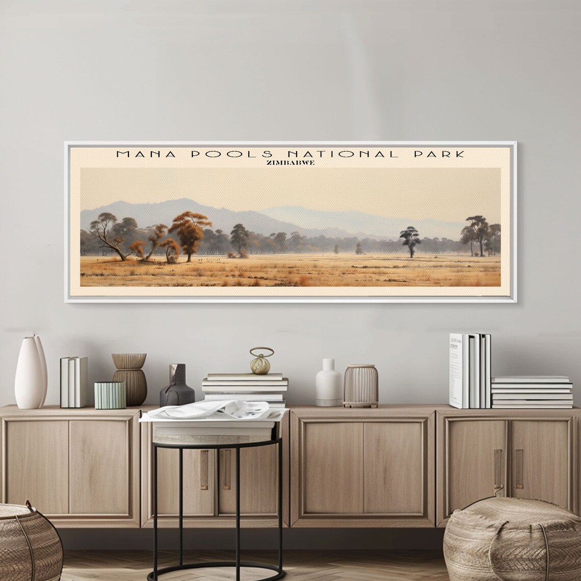 Mana Pools National Park Zimbabwe Golden Savanna Misty Hills View Poster - Image 3