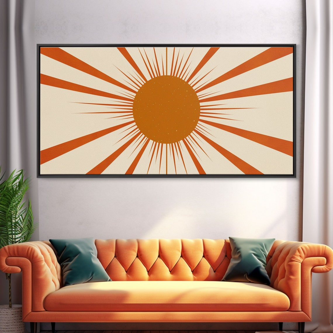 Retro Sunburst Orange Sun Rays Mid Century Modern Abstract Wall Print - Image 5