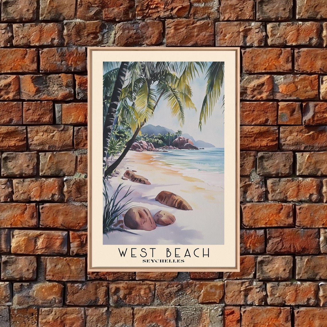 West Beach Seychelles Granite Boulders Palm White Sand Poster