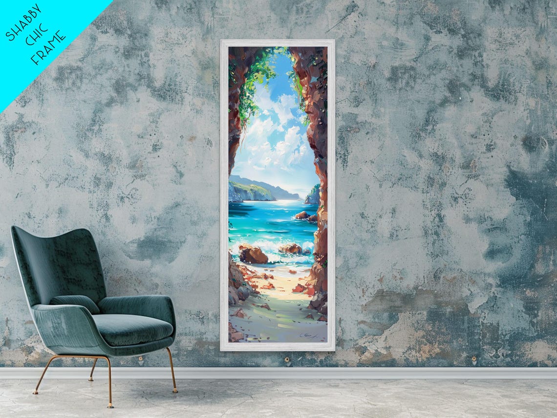 Rocky Sea Cave Arch Turquoise Ocean Beach Cove View Travel Poster - Image 4