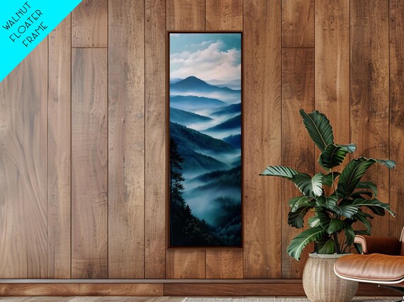 Smoky Mountain View Framed Print Serene Nature Landscape Art Southwest Wall Art Blue And Green Wall Art Bedroom Art Above Couch