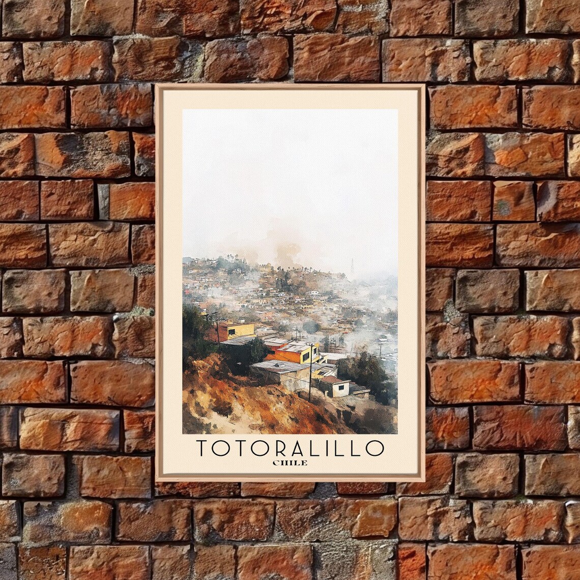 Totoralillo Chile Hillside Town Colorful Houses Watercolor Poster - Image 4