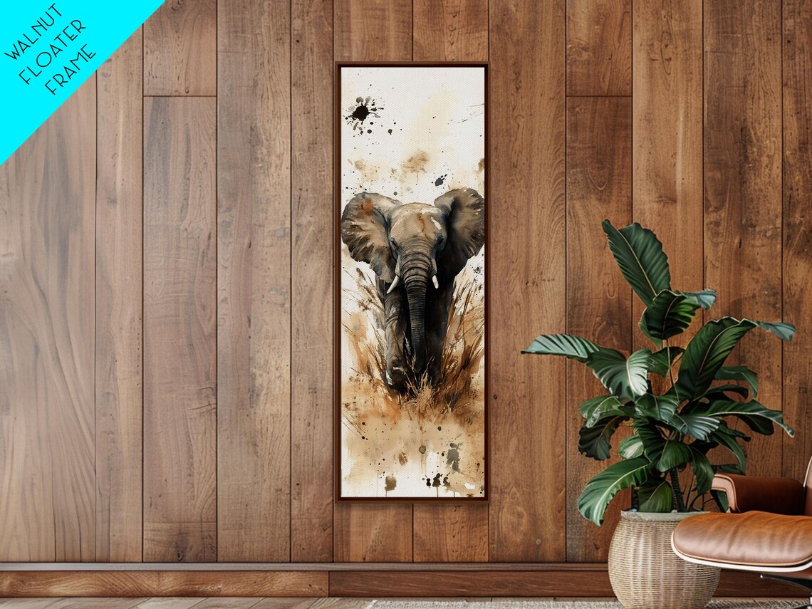 African Elephant Watercolor Sepia Safari Rustic Wildlife Vertical Poster - Image 6