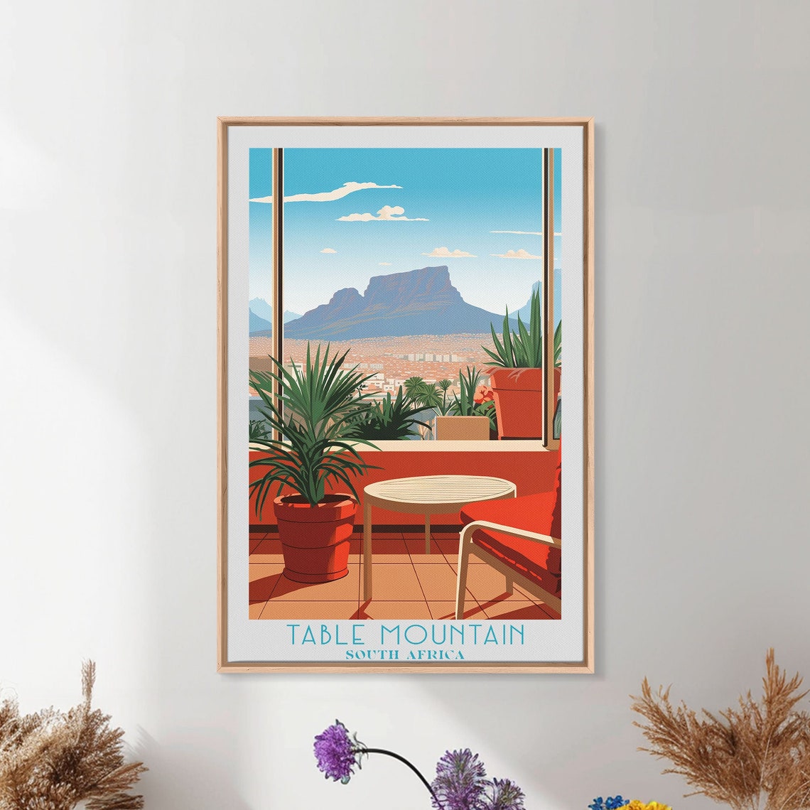 Table Mountain South Africa Sunny Terrace Balcony View Poster - Image 2