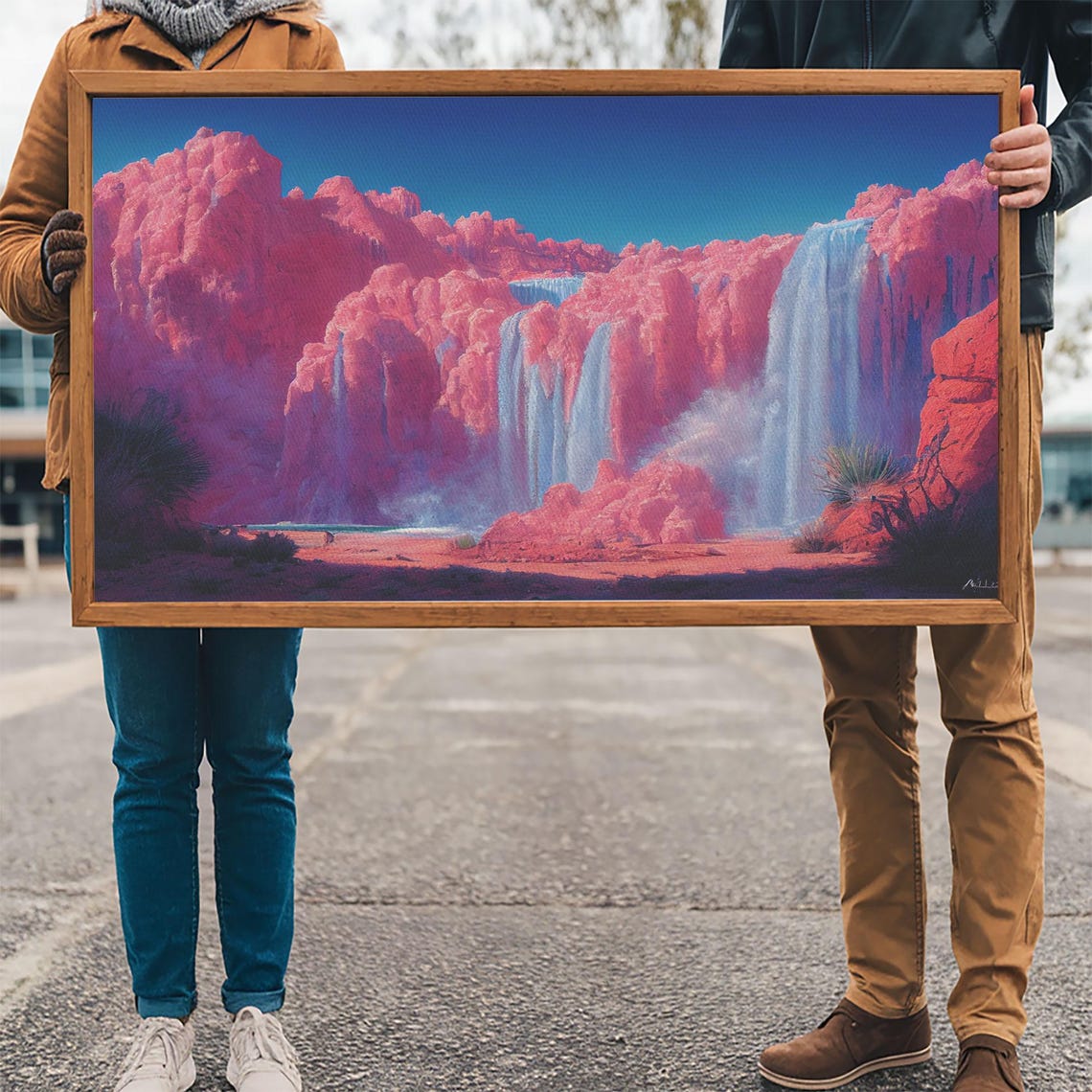 Psychedelic Pink Waterfall Art Print - Image 3