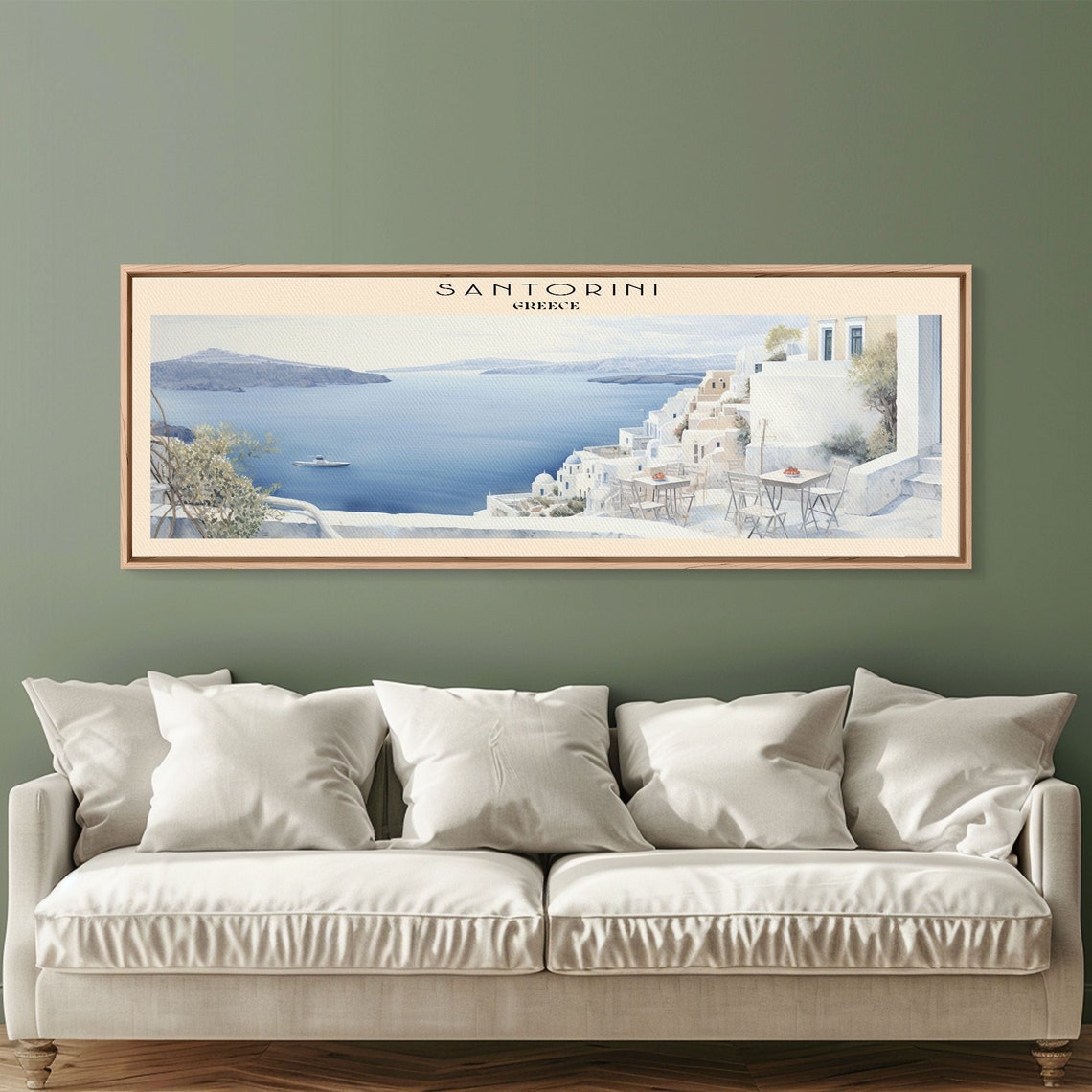 Santorini Greece White Village Caldera Sea View Panoramic Poster - Image 4