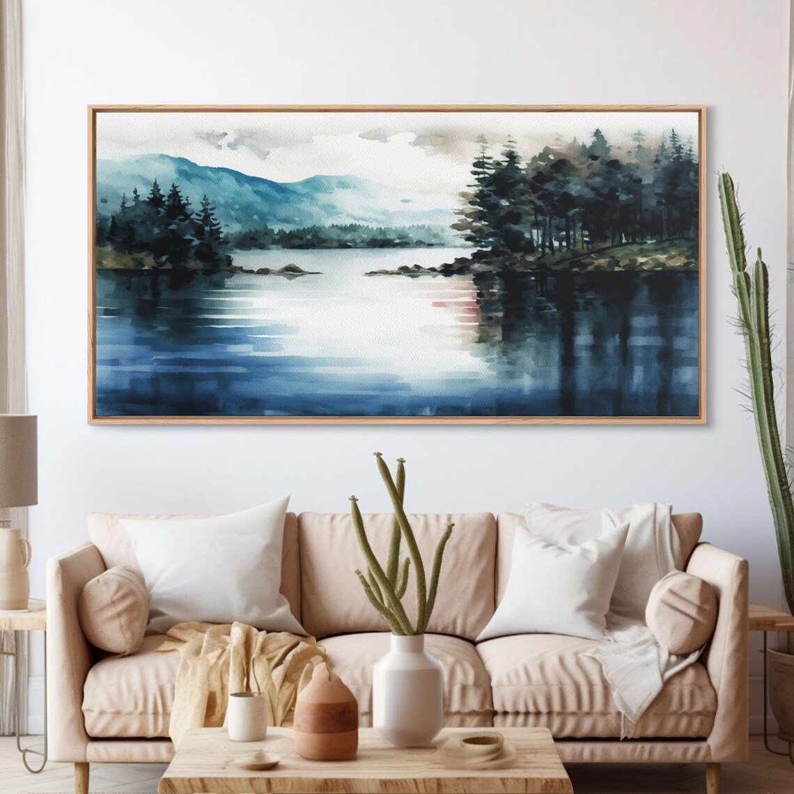 Subdued Whimsical Lakehouse Watercolor Art Print - Image 3