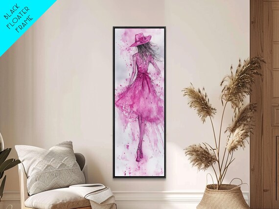 Pink Dress Fashion Illustration Watercolor Feminine Chic Wall Poster