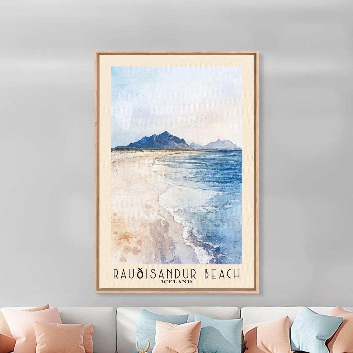 Rauðisandur Beach Iceland Pale Sand Mountain Coast Travel Poster - Image 2