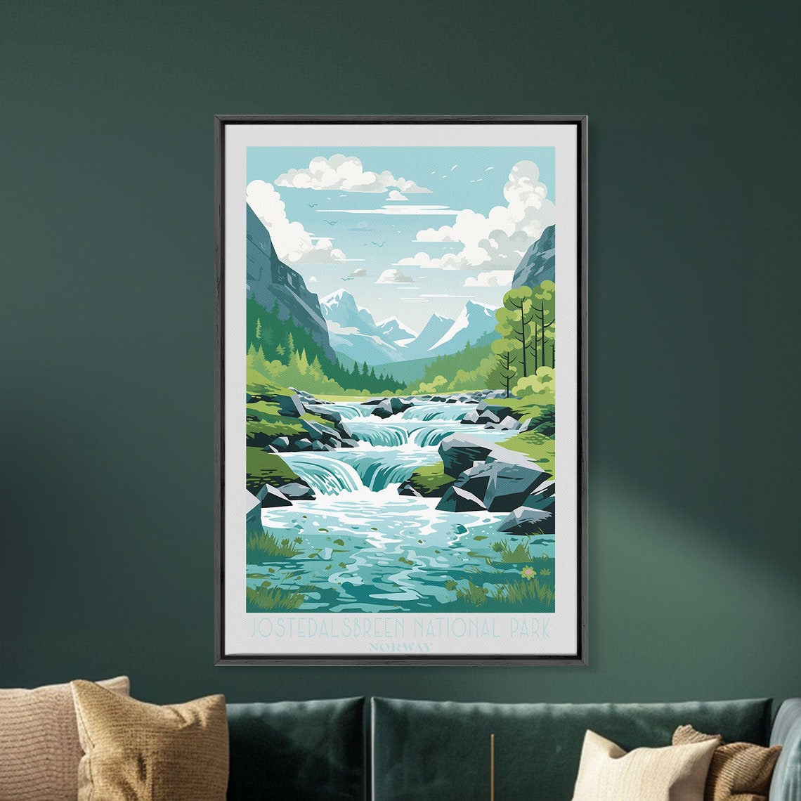 Jostedalsbreen National Park Norway Glacial River Falls View Poster - Image 4