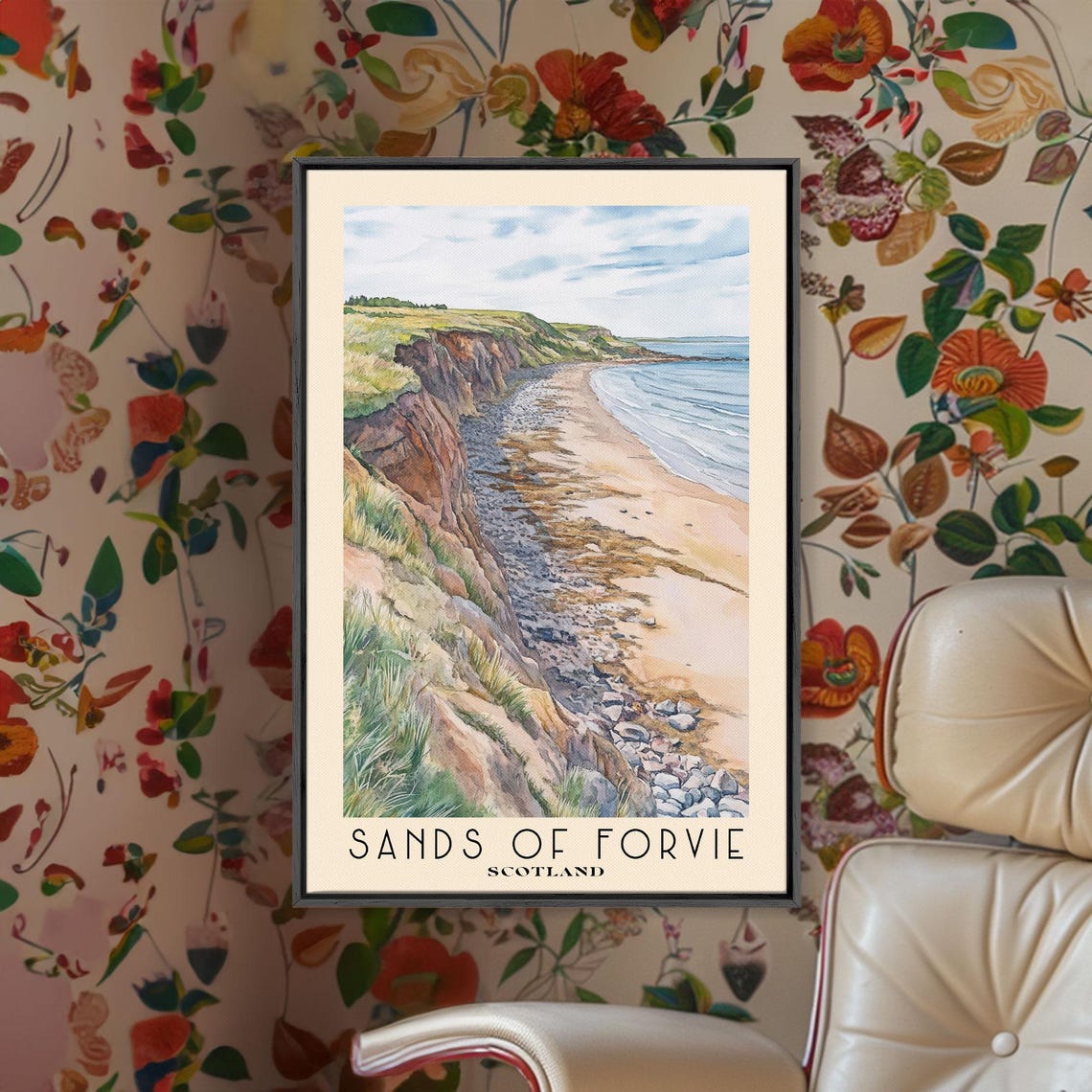 Sands of Forvie Scotland Red Cliffs Pebble Shore Bright Coast Poster