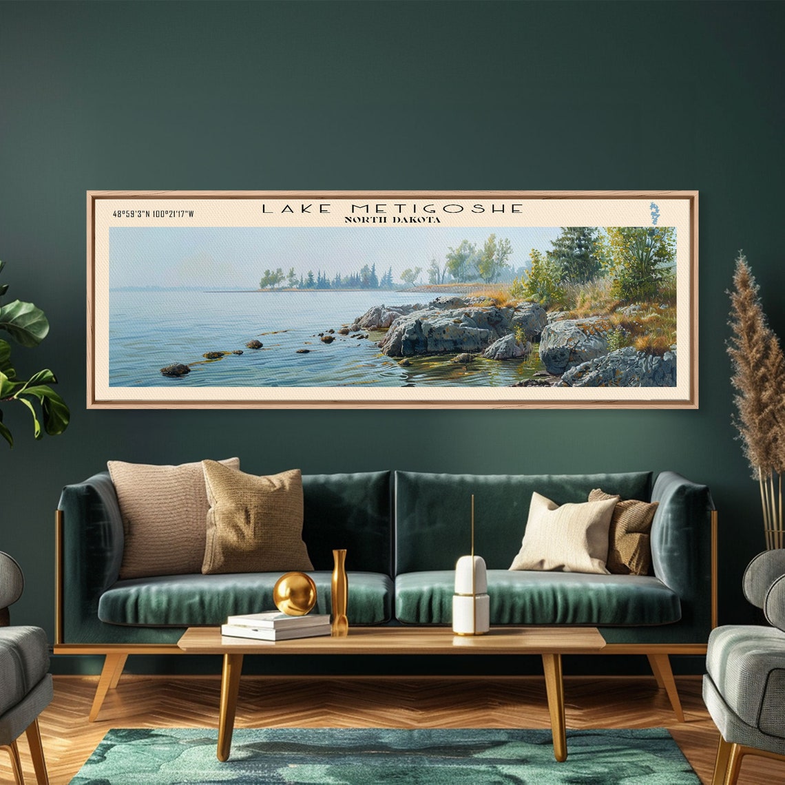 Lake Metigoshe North Dakota Rocky Summer Shore Panoramic Travel Poster - Image 4