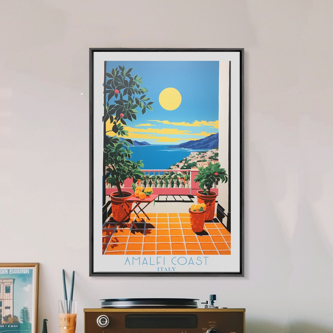Amalfi Coast Italy Sunlit Lemon Terrace Sea View Travel Poster - Image 5
