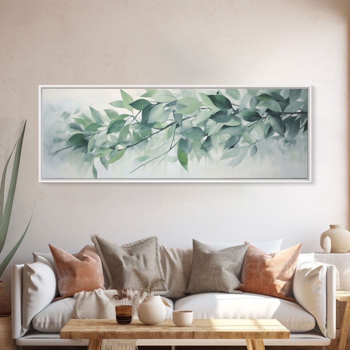 Green Botanical Oil Painting on Eucalyptus Art Print - Image 5