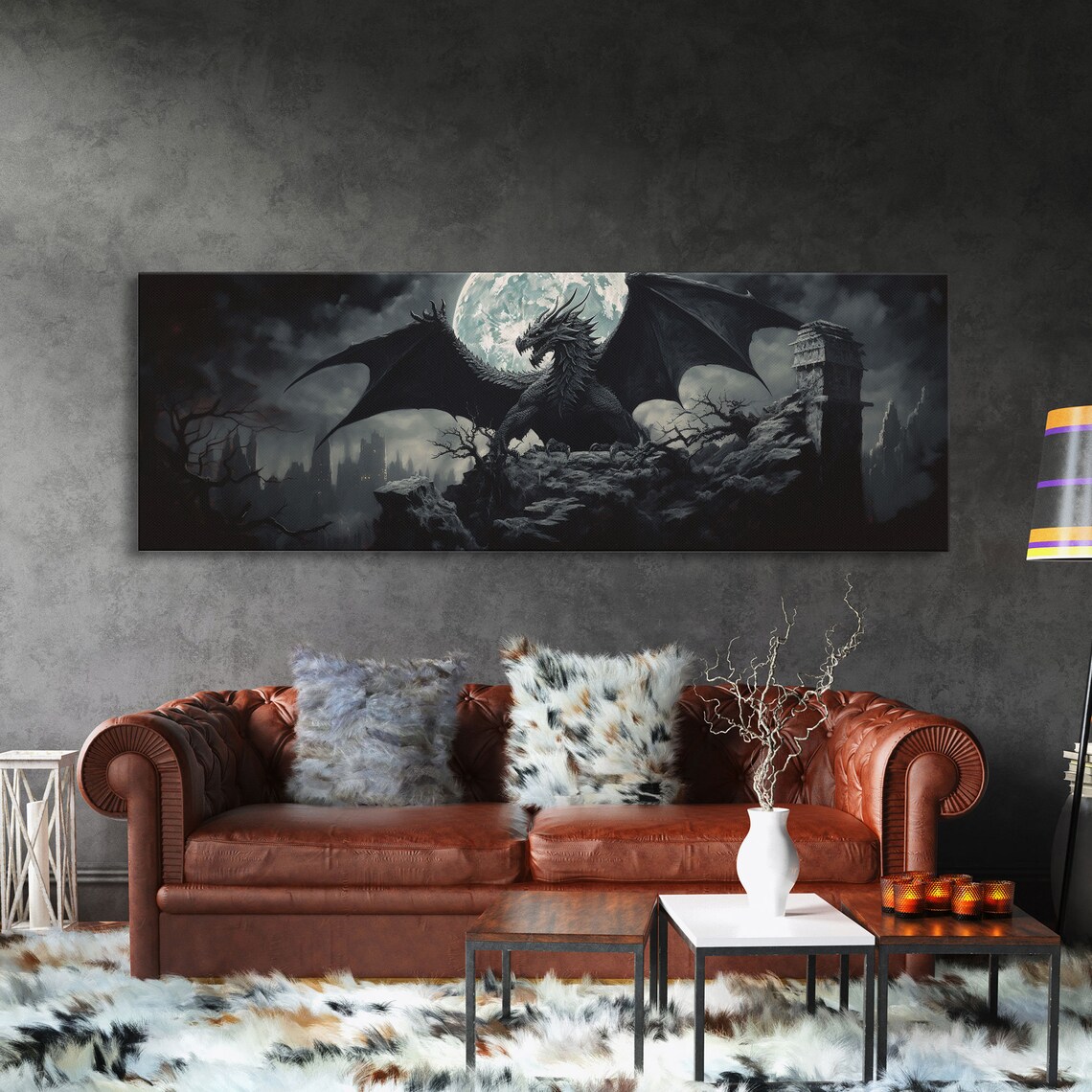 Dragon Panoramic Fantasy Painting Decor Art Print - Image 3