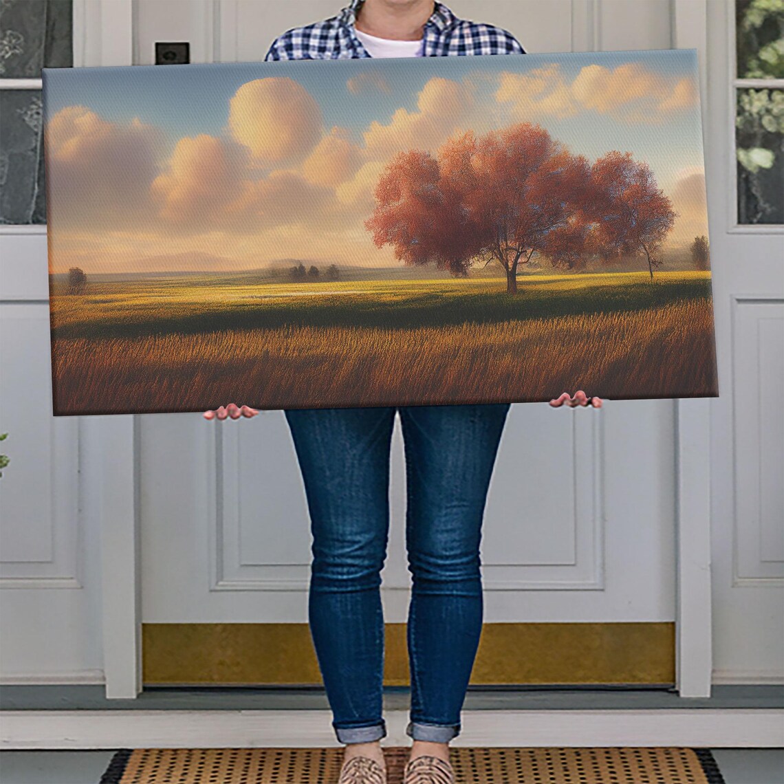 Lone Tree Texas Prairie Landscape Art Print - Image 4
