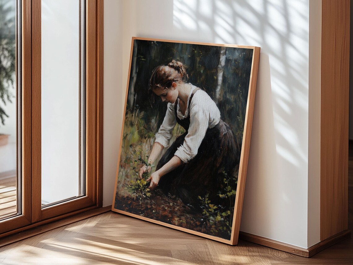 The Woman In The Garden Painting Print Coquette Style Wall Art Vintage Garden Print Print Wall Art Abstract Wall Art - Image 6