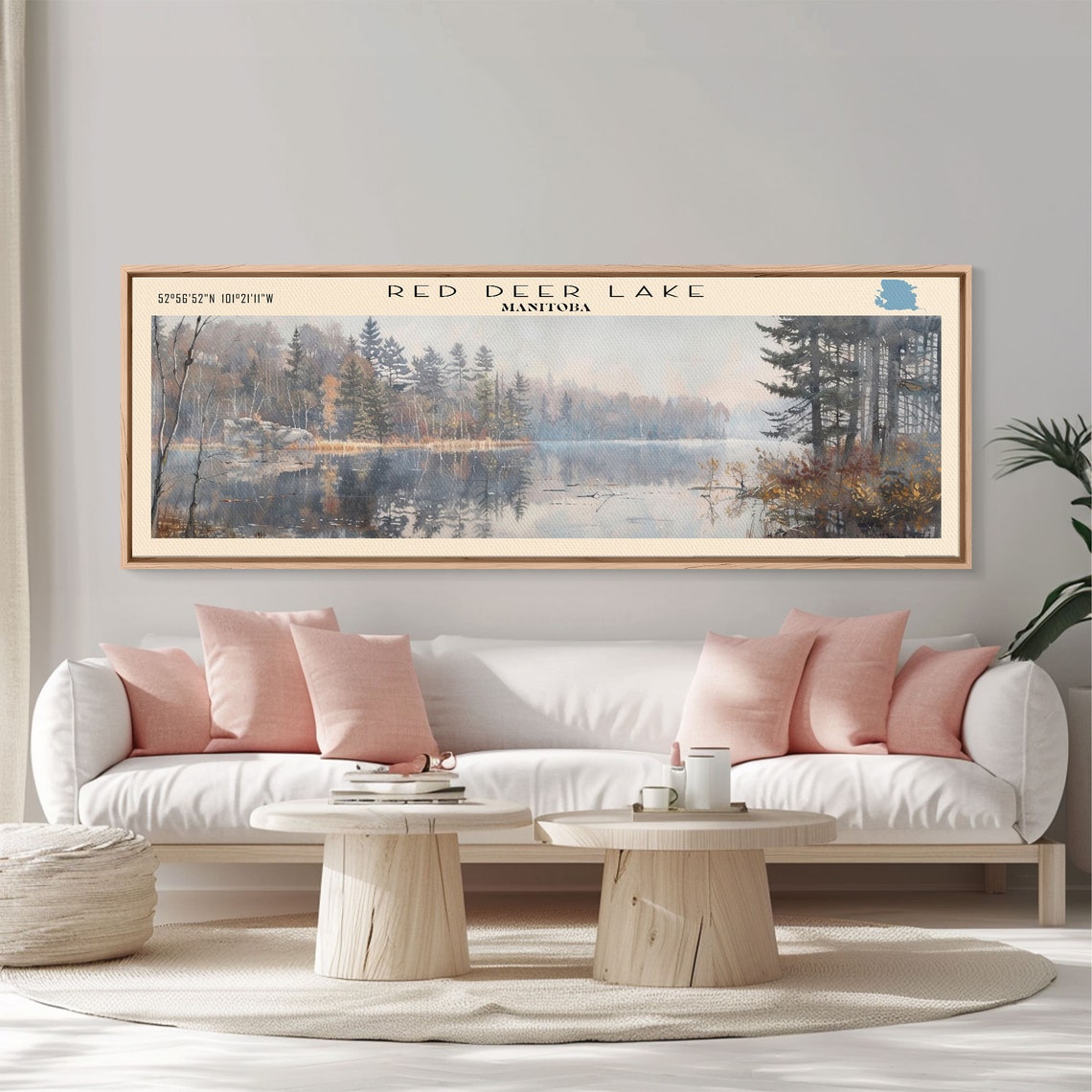 Red Deer Lake Manitoba Misty Boreal Forest Calm Water Travel Poster - Image 4