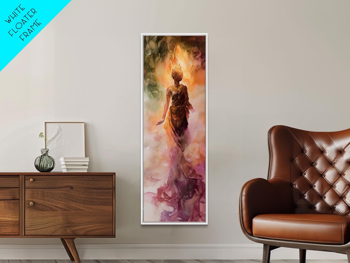 Ethereal Goddess Radiant Golden Halo Pink Watercolor Feminine Art Poster - Image 2