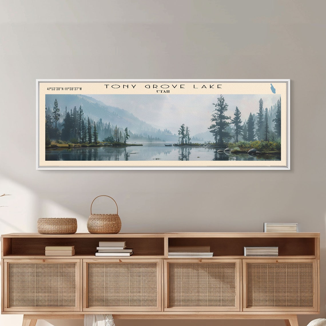 Tony Grove Lake Utah Panoramic Misty Alpine Pines Wall Art Poster - Image 3