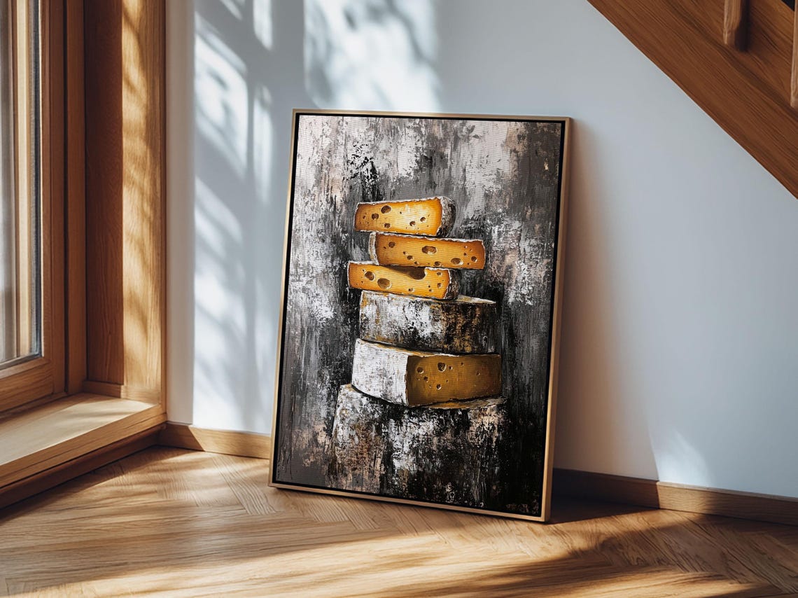 Stack of Aged Cheese Wheels Rustic Still Life Kitchen Wall Art Print - Image 5